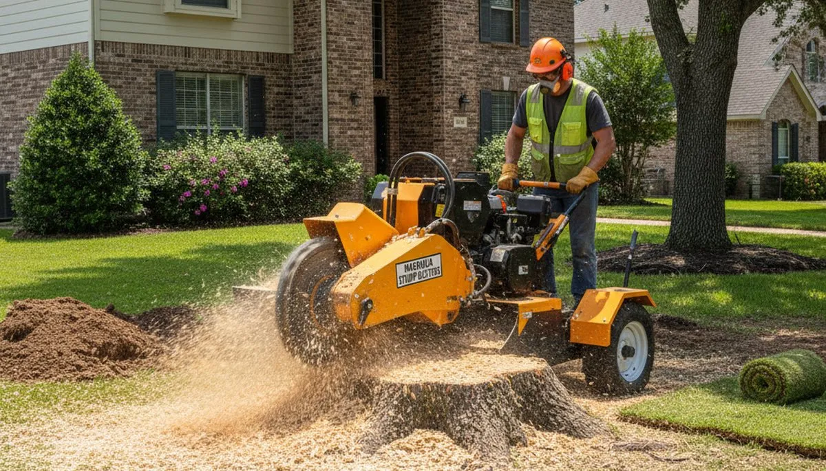 Professional stump grinding removing tree stumps in Magnolia near Cherry Hill, NJ yard restoration service