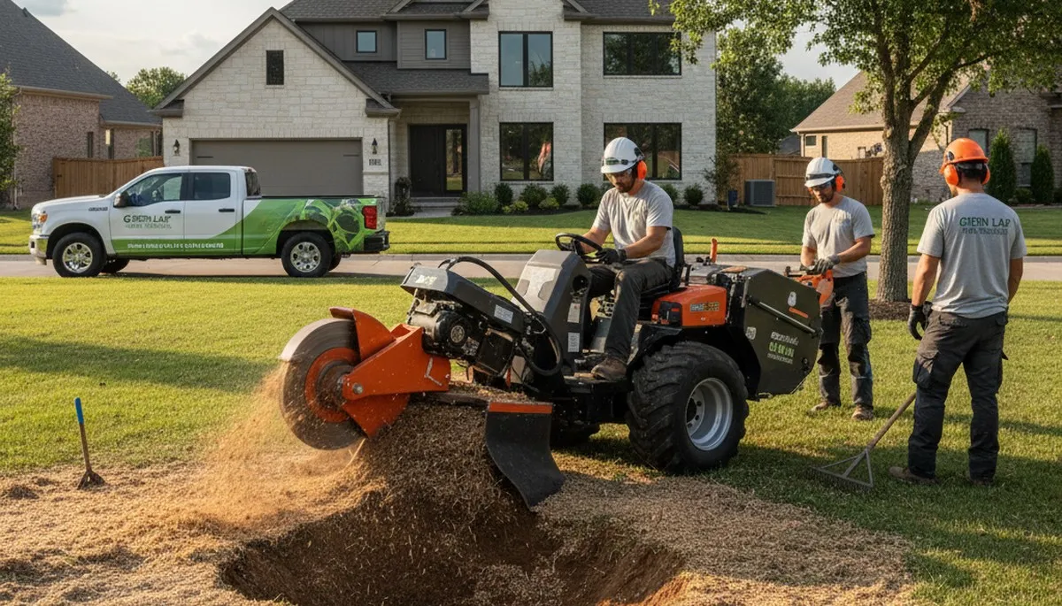 Professional stump grinding and tree stump removal in Cherry Hill, NJ yard by Chop Chop Tree crew